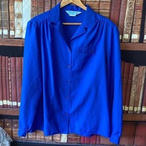 Vintage Ship & Shore‎ Silken Wonder polyester long sleeve button up blouse